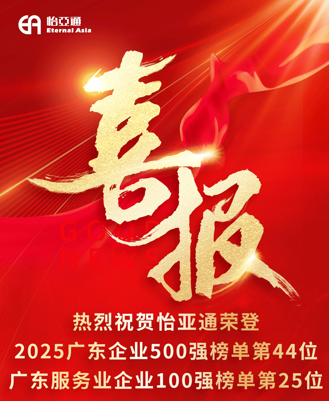 喜报｜LDSports乐动荣登2025广东企业500强榜单第44位、广东服务业企业100强榜单第25位